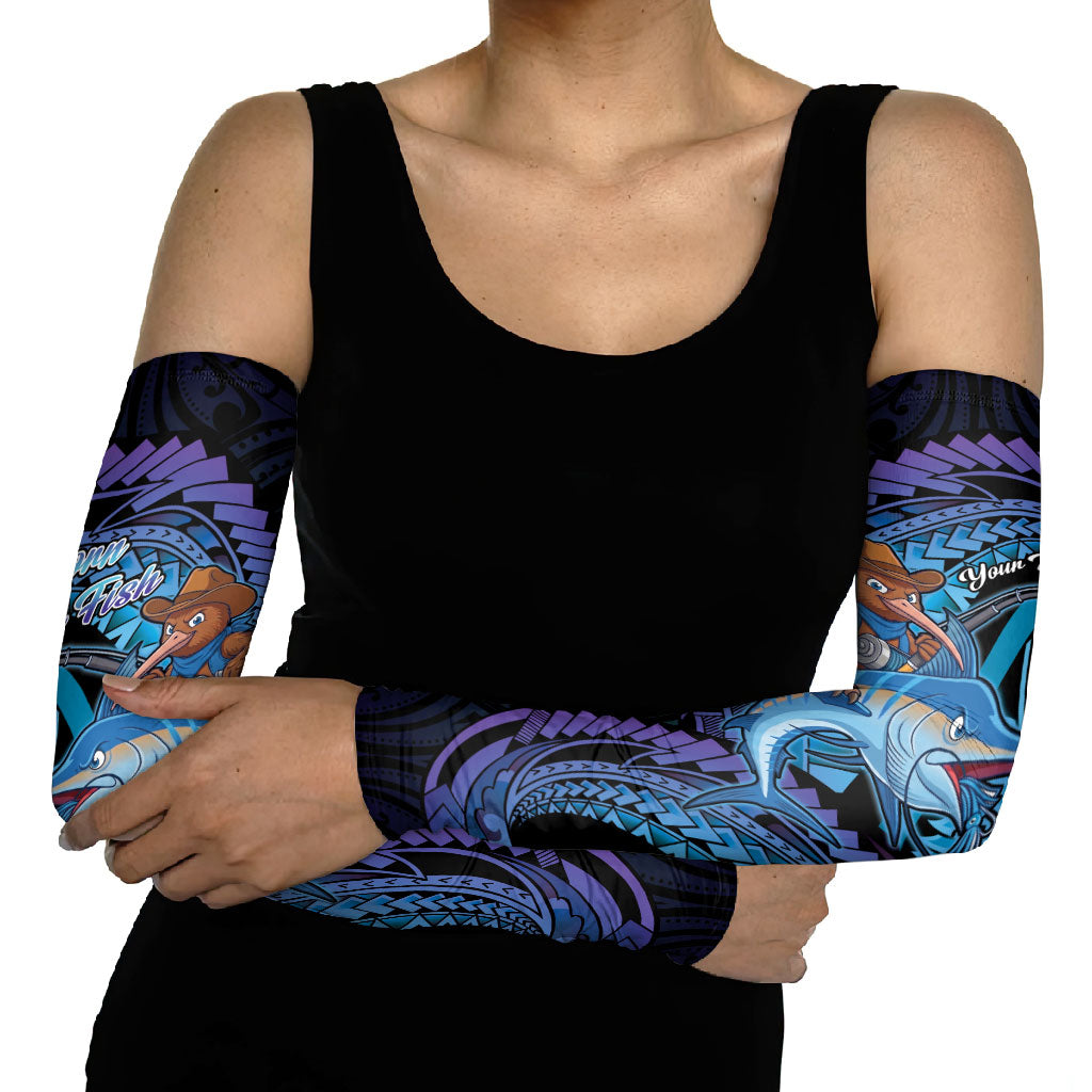 Personalised Blue Marlin Fishing New Zealand Arm Sleeves NZ Kiwi Cowboy Born To Fish