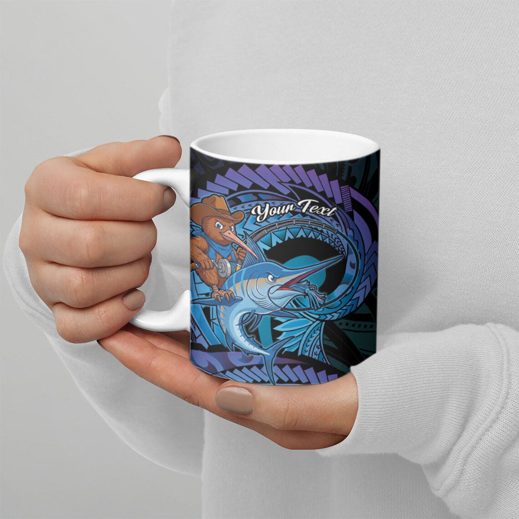Personalised Blue Marlin Fishing New Zealand Ceramic Mug NZ Kiwi Cowboy Born To Fish LT14 - Polynesian Pride