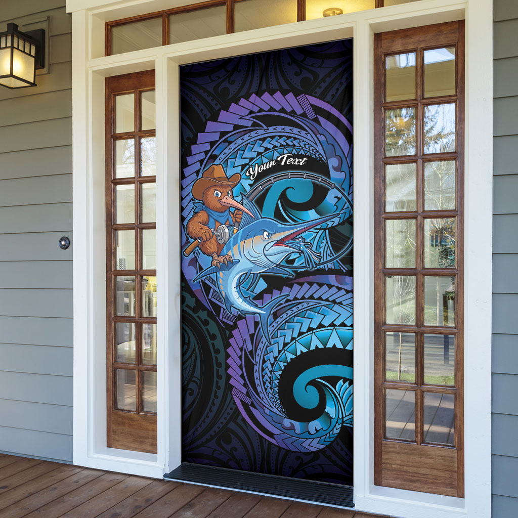 Personalised Blue Marlin Fishing New Zealand Door Cover NZ Kiwi Cowboy Born To Fish