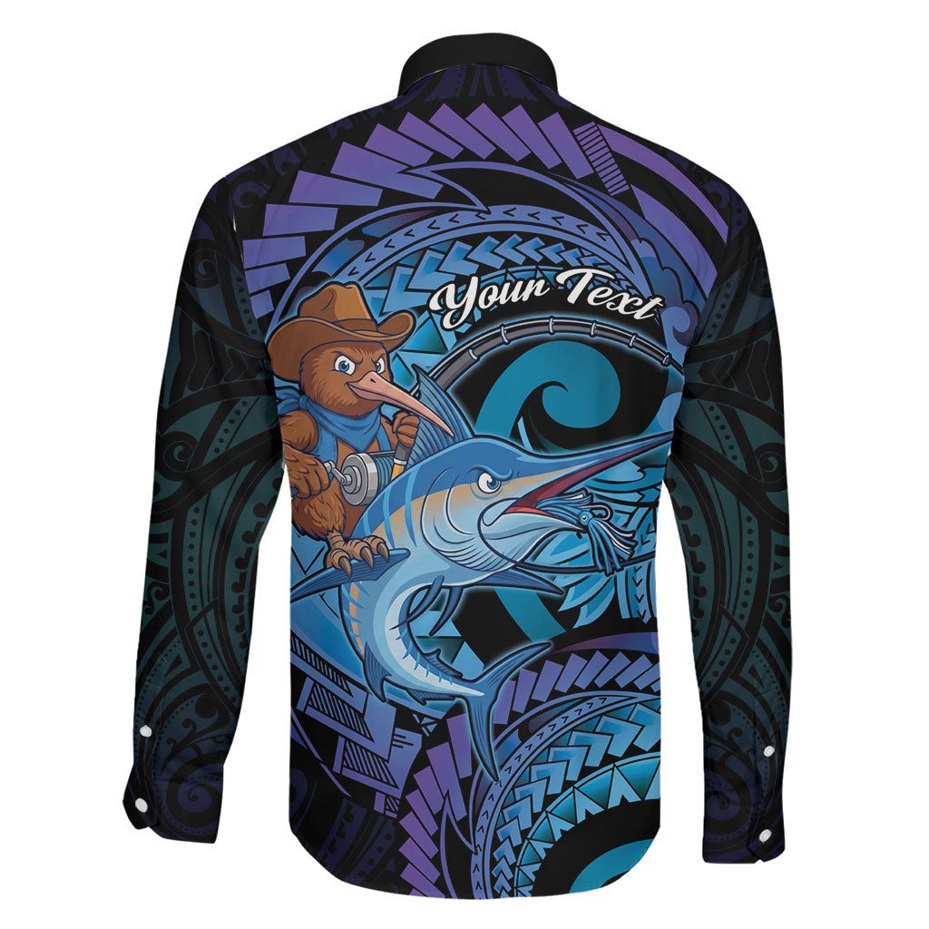 Personalised Blue Marlin Fishing New Zealand Family Matching Mermaid Dress and Hawaiian Shirt NZ Kiwi Cowboy Born To Fish