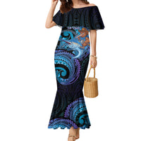 Personalised Blue Marlin Fishing New Zealand Family Matching Mermaid Dress and Hawaiian Shirt NZ Kiwi Cowboy Born To Fish
