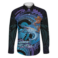 Personalised Blue Marlin Fishing New Zealand Family Matching Off The Shoulder Long Sleeve Dress and Hawaiian Shirt NZ Kiwi Cowboy Born To Fish