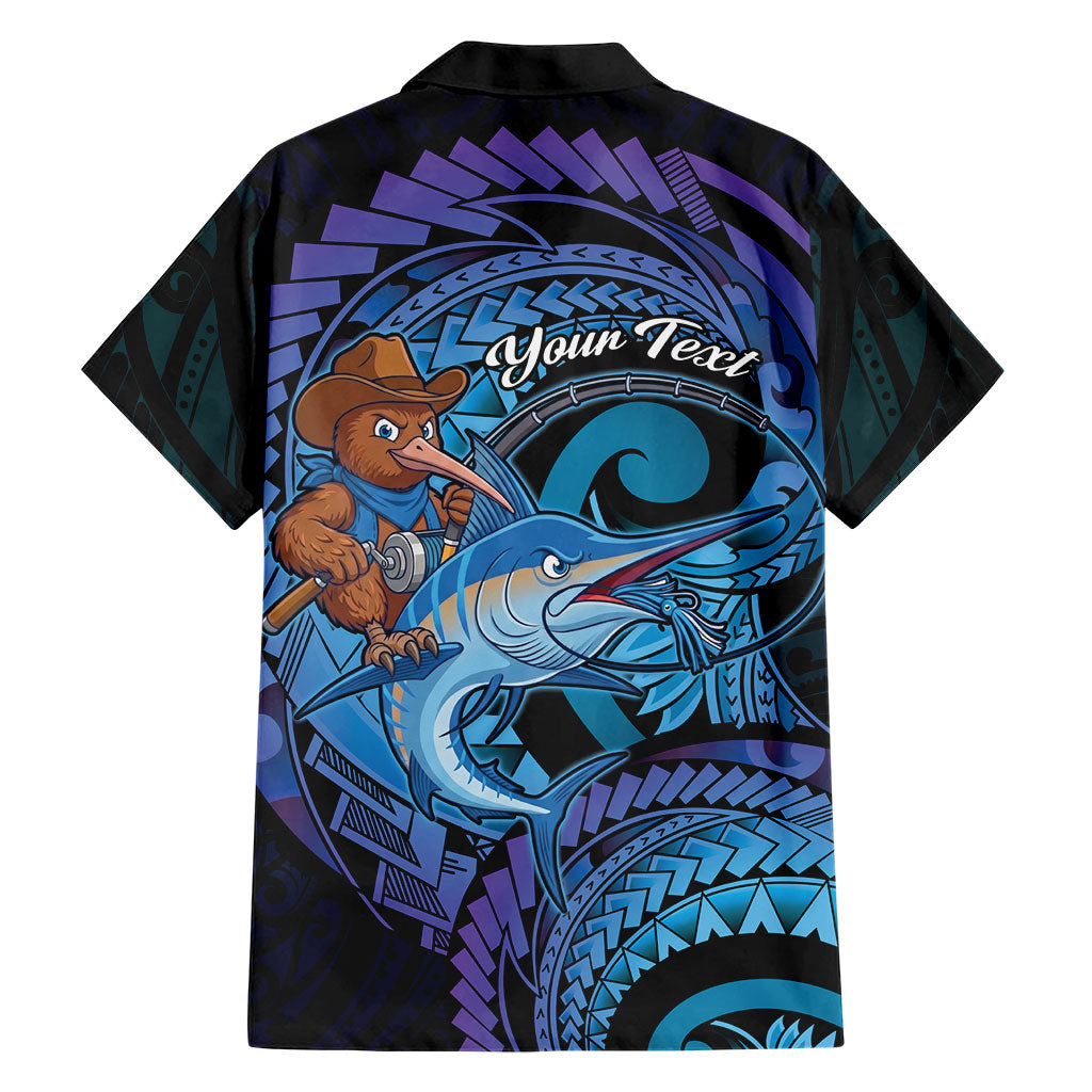 Personalised Blue Marlin Fishing New Zealand Family Matching Summer Maxi Dress and Hawaiian Shirt NZ Kiwi Cowboy Born To Fish