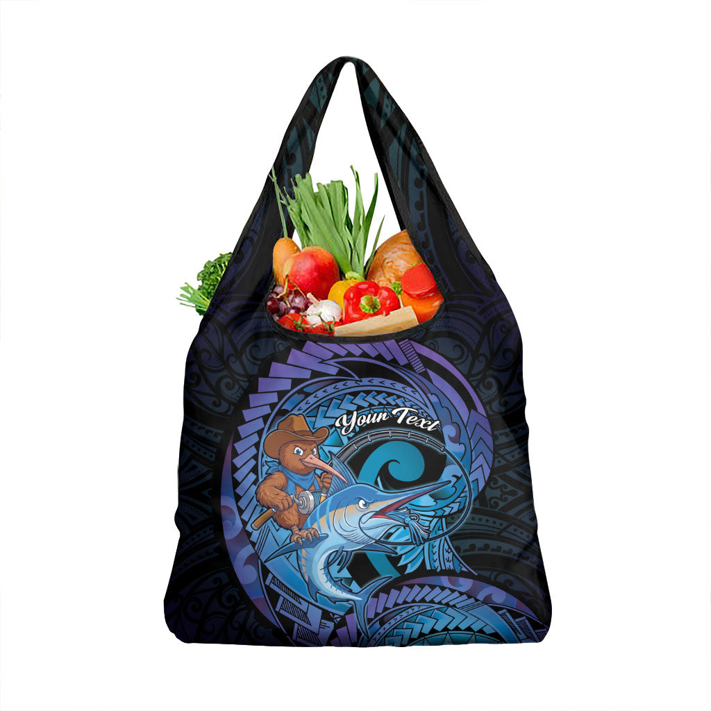 Personalised Blue Marlin Fishing New Zealand Grocery Bag NZ Kiwi Cowboy Born To Fish