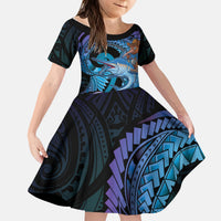 Personalised Blue Marlin Fishing New Zealand Kid Short Sleeve Dress NZ Kiwi Cowboy Born To Fish
