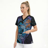 Personalised Blue Marlin Fishing New Zealand Scrub Top NZ Kiwi Cowboy Born To Fish