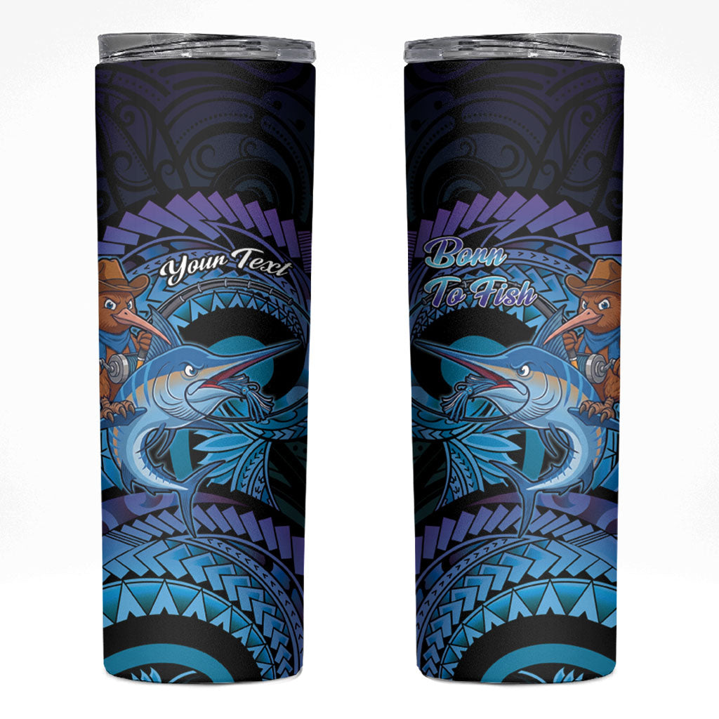Personalised Blue Marlin Fishing New Zealand Skinny Tumbler NZ Kiwi Cowboy Born To Fish