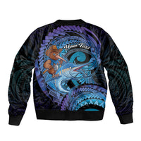 Personalised Blue Marlin Fishing New Zealand Sleeve Zip Bomber Jacket NZ Kiwi Cowboy Born To Fish