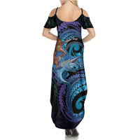 Personalised Blue Marlin Fishing New Zealand Summer Maxi Dress NZ Kiwi Cowboy Born To Fish