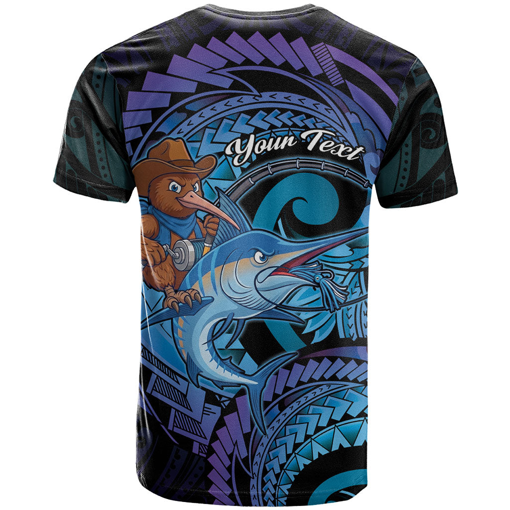 Personalised Blue Marlin Fishing New Zealand T Shirt NZ Kiwi Cowboy Born To Fish LT14 - Polynesian Pride