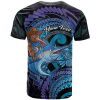 Personalised Blue Marlin Fishing New Zealand T Shirt NZ Kiwi Cowboy Born To Fish LT14 - Polynesian Pride