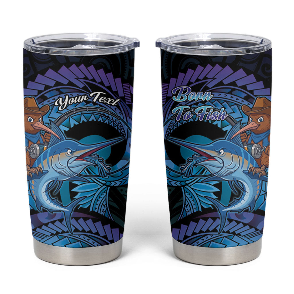 Personalised Blue Marlin Fishing New Zealand Tumbler Cup NZ Kiwi Cowboy Born To Fish LT14 Purple - Polynesian Pride