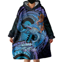 Personalised Blue Marlin Fishing New Zealand Wearable Blanket Hoodie NZ Kiwi Cowboy Born To Fish