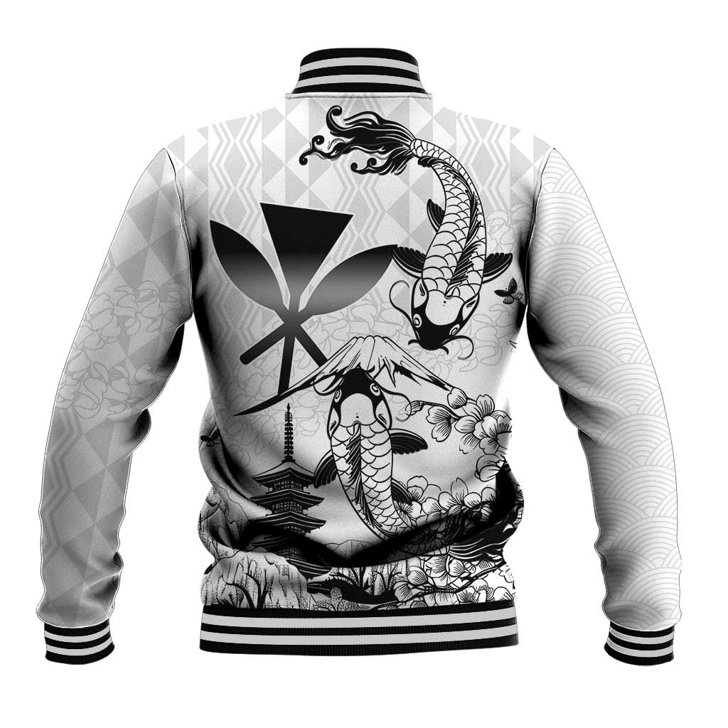 Japan And Hawaii Baseball Jacket Sakura Koi Fish Hawaiian Lei Kanaka LT14 - Polynesian Pride