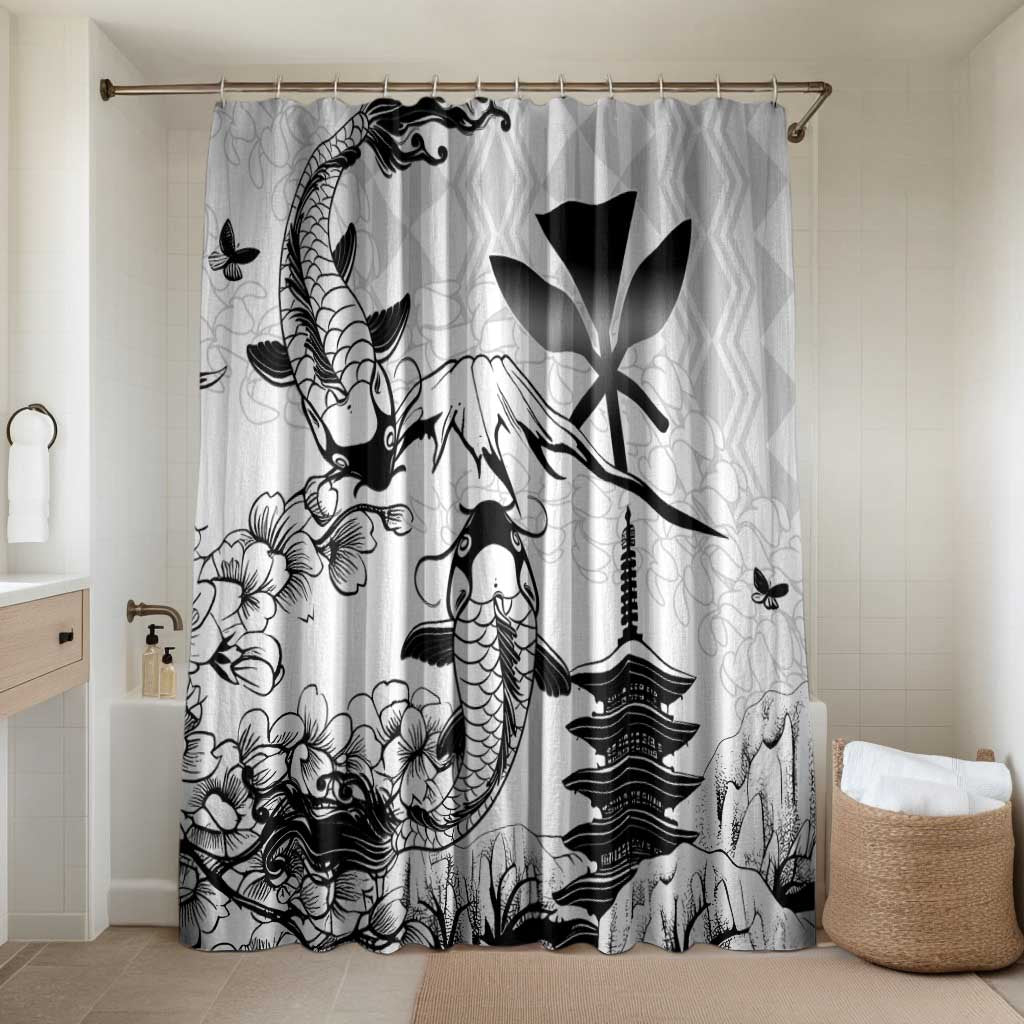 Japan And Hawaii Bathroom Set Sakura Koi Fish Hawaiian Lei Kanaka - Polynesian Pride