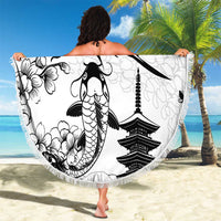 Japan And Hawaii Beach Blanket Sakura Koi Fish Hawaiian Lei Kanaka LT14 - Polynesian Pride