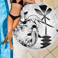 Japan And Hawaii Beach Blanket Sakura Koi Fish Hawaiian Lei Kanaka LT14 - Polynesian Pride