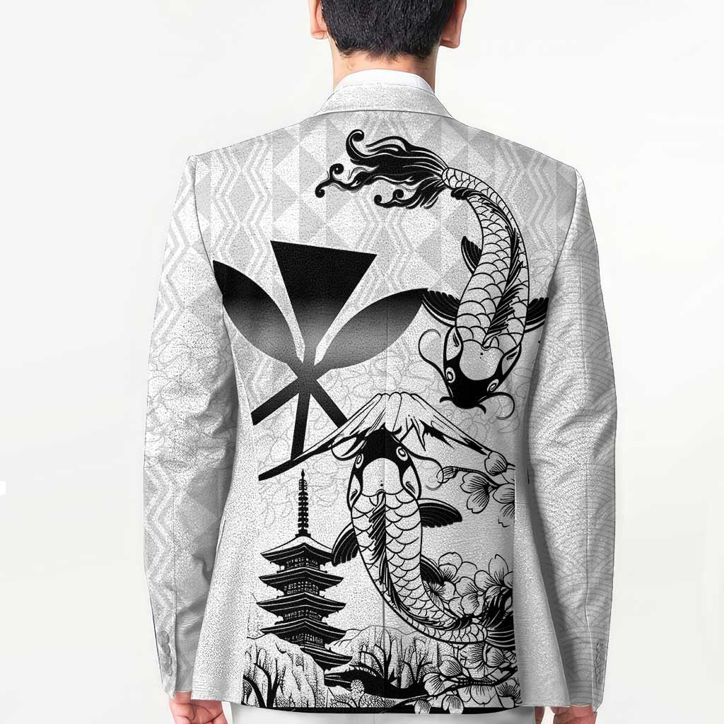 Japan And Hawaii Blazer Sakura Koi Fish Hawaiian Lei Kanaka - Polynesian Pride