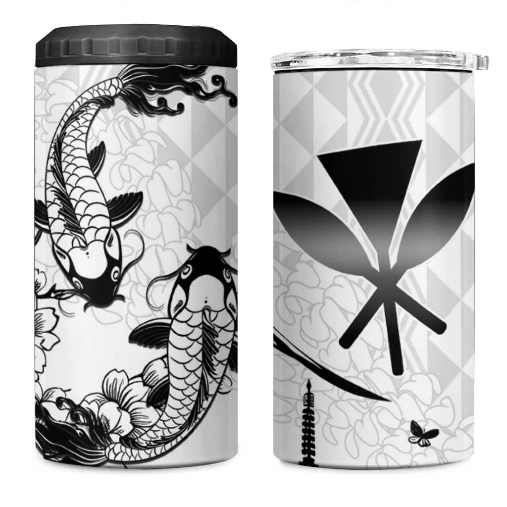 Japan And Hawaii 4 in 1 Can Cooler Tumbler Sakura Koi Fish Hawaiian Lei Kanaka - Polynesian Pride