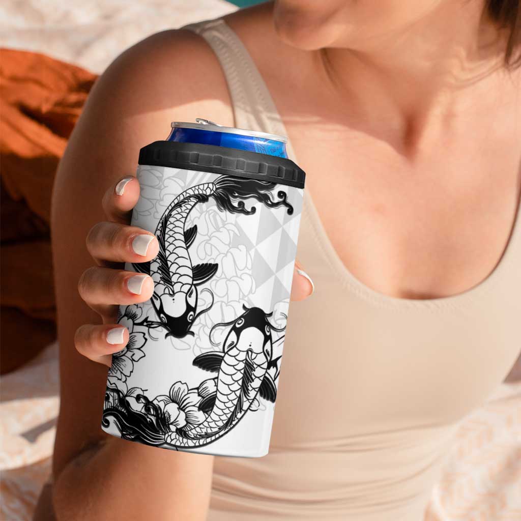 Japan And Hawaii 4 in 1 Can Cooler Tumbler Sakura Koi Fish Hawaiian Lei Kanaka - Polynesian Pride
