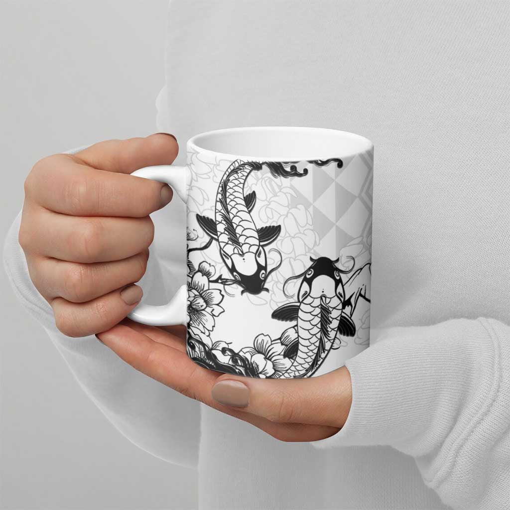 Japan And Hawaii Ceramic Mug Sakura Koi Fish Hawaiian Lei Kanaka - Polynesian Pride