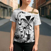 Japan And Hawaii Cross Shoulder Shirt Sakura Koi Fish Hawaiian Lei Kanaka LT14 - Polynesian Pride