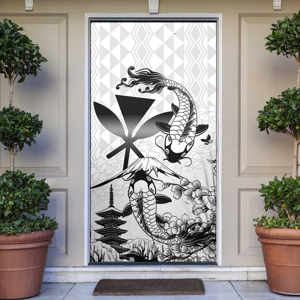 Japan And Hawaii Door Cover Sakura Koi Fish Hawaiian Lei Kanaka LT14 White - Polynesian Pride
