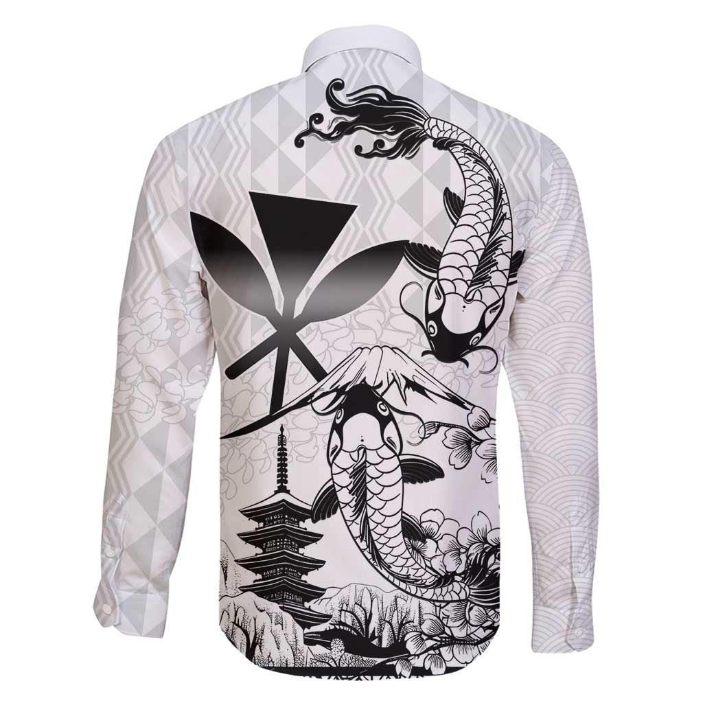 Japan And Hawaii Family Matching Long Sleeve Bodycon Dress and Hawaiian Shirt Sakura Koi Fish Hawaiian Lei Kanaka - Polynesian Pride