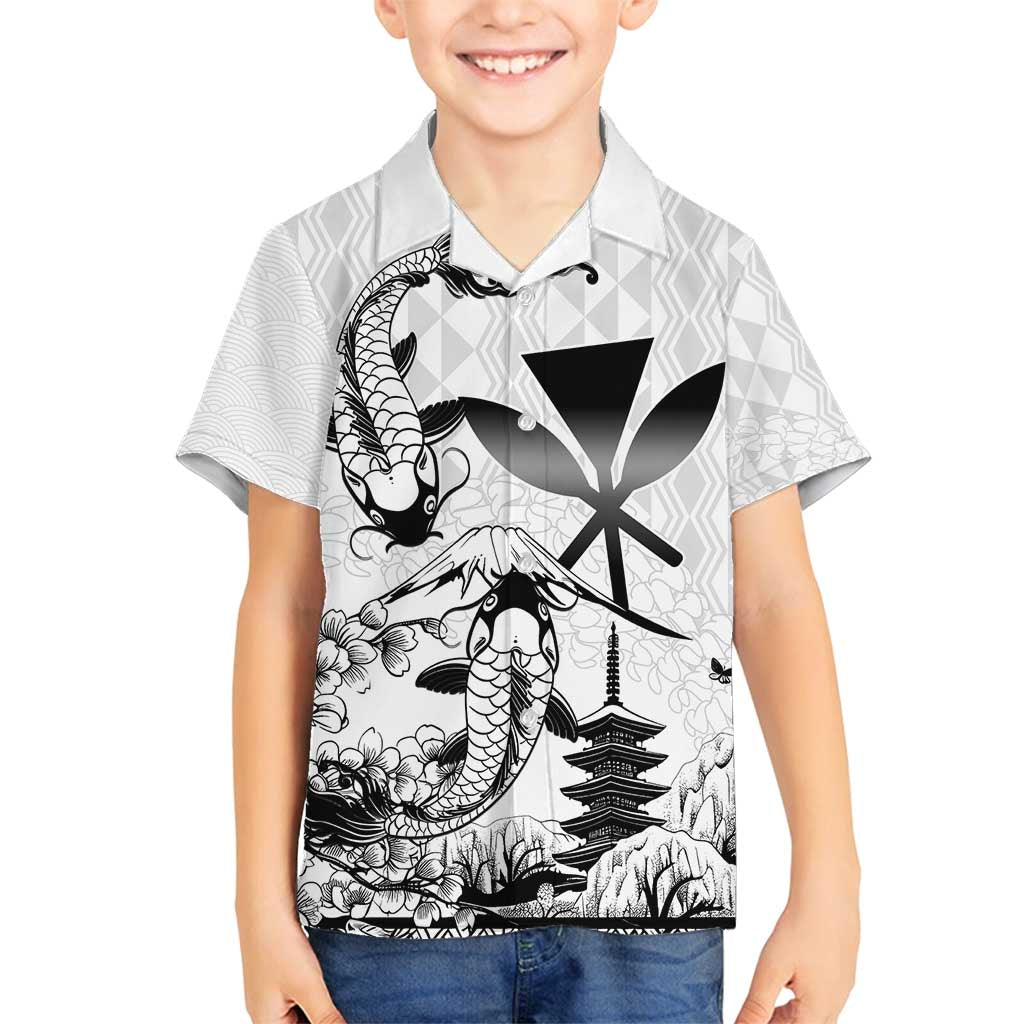 Japan And Hawaii Family Matching Off Shoulder Maxi Dress and Hawaiian Shirt Sakura Koi Fish Hawaiian Lei Kanaka - Polynesian Pride