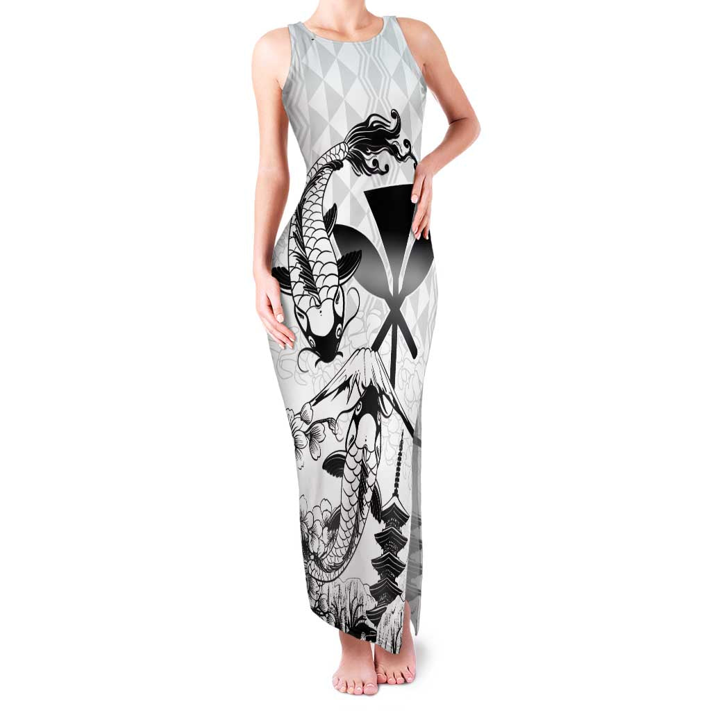 Japan And Hawaii Family Matching Tank Maxi Dress and Hawaiian Shirt Sakura Koi Fish Hawaiian Lei Kanaka - Polynesian Pride