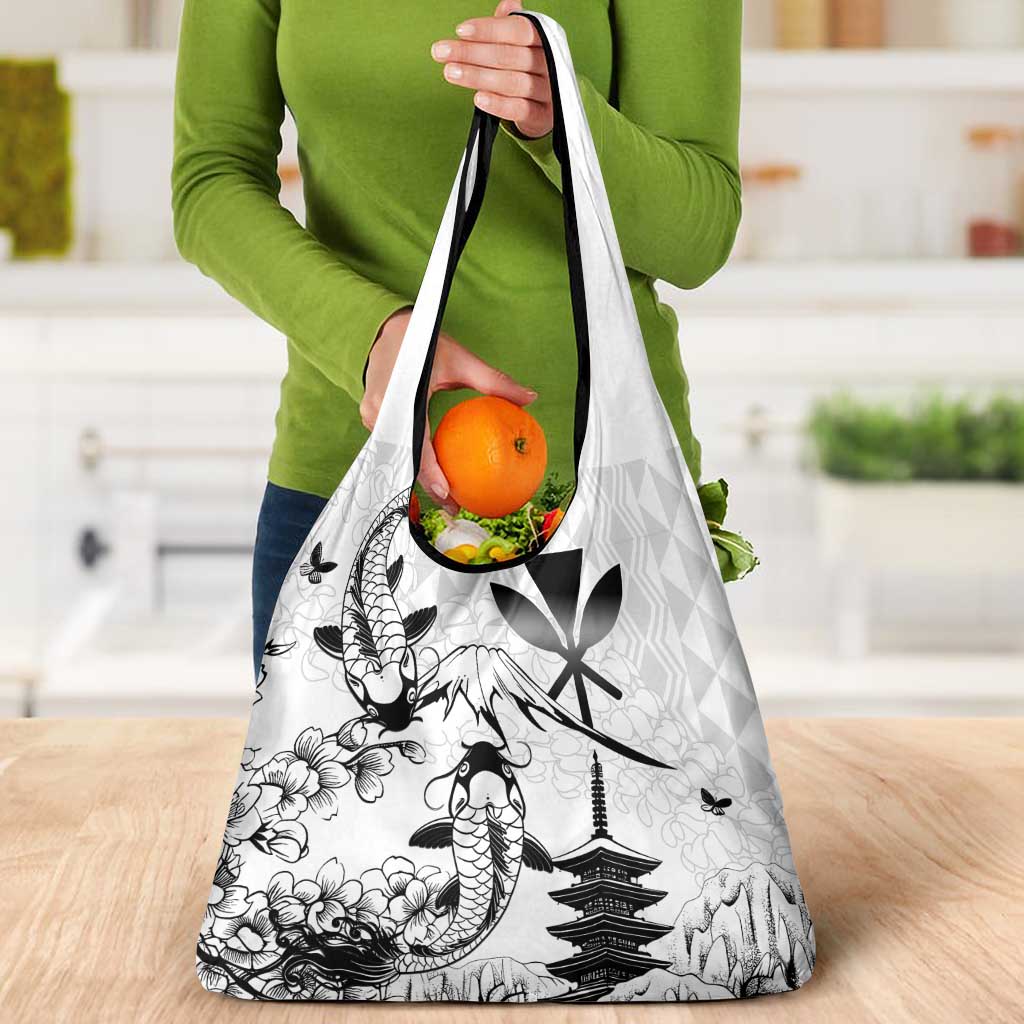 Japan And Hawaii Grocery Bag Sakura Koi Fish Hawaiian Lei Kanaka LT14 - Polynesian Pride