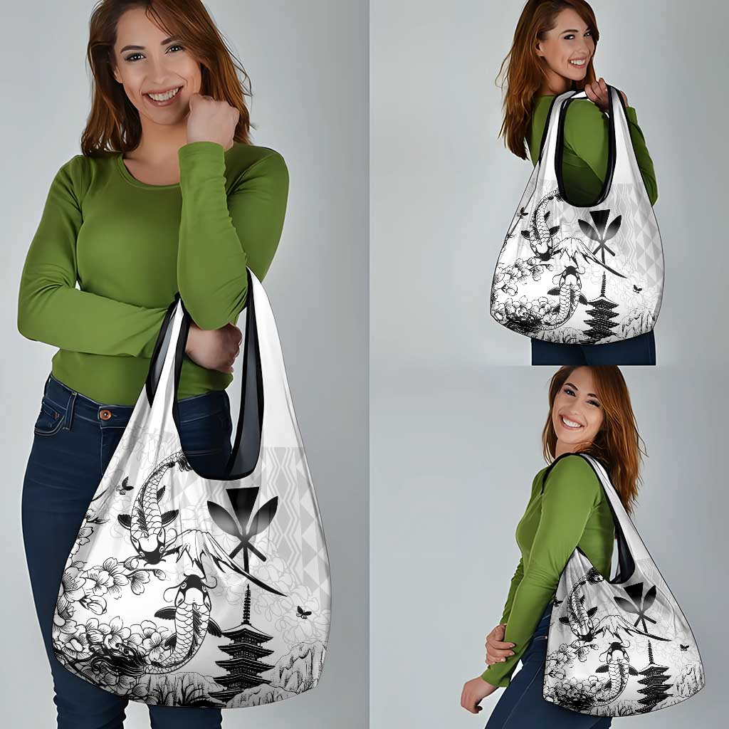 Japan And Hawaii Grocery Bag Sakura Koi Fish Hawaiian Lei Kanaka LT14 - Polynesian Pride