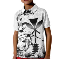 Japan And Hawaii Kid Polo Shirt Sakura Koi Fish Hawaiian Lei Kanaka - Polynesian Pride