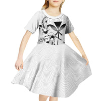 Japan And Hawaii Kid Short Sleeve Dress Sakura Koi Fish Hawaiian Lei Kanaka - Polynesian Pride