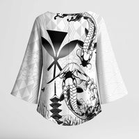 Japan And Hawaii Kimono Sleeve Blouse Sakura Koi Fish Hawaiian Lei Kanaka LT14 - Polynesian Pride