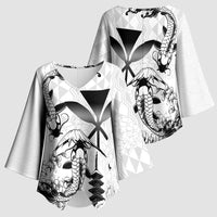 Japan And Hawaii Kimono Sleeve Blouse Sakura Koi Fish Hawaiian Lei Kanaka LT14 - Polynesian Pride