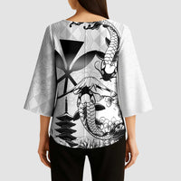 Japan And Hawaii Kimono Sleeve Blouse Sakura Koi Fish Hawaiian Lei Kanaka LT14 - Polynesian Pride