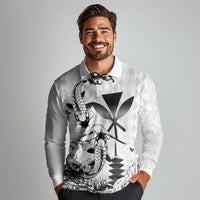 Japan And Hawaii Long Sleeve Polo Shirt Sakura Koi Fish Hawaiian Lei Kanaka - Polynesian Pride