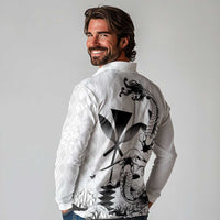 Japan And Hawaii Long Sleeve Polo Shirt Sakura Koi Fish Hawaiian Lei Kanaka - Polynesian Pride