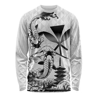 Japan And Hawaii Long Sleeve Shirt Sakura Koi Fish Hawaiian Lei Kanaka LT14 Unisex White - Polynesian Pride