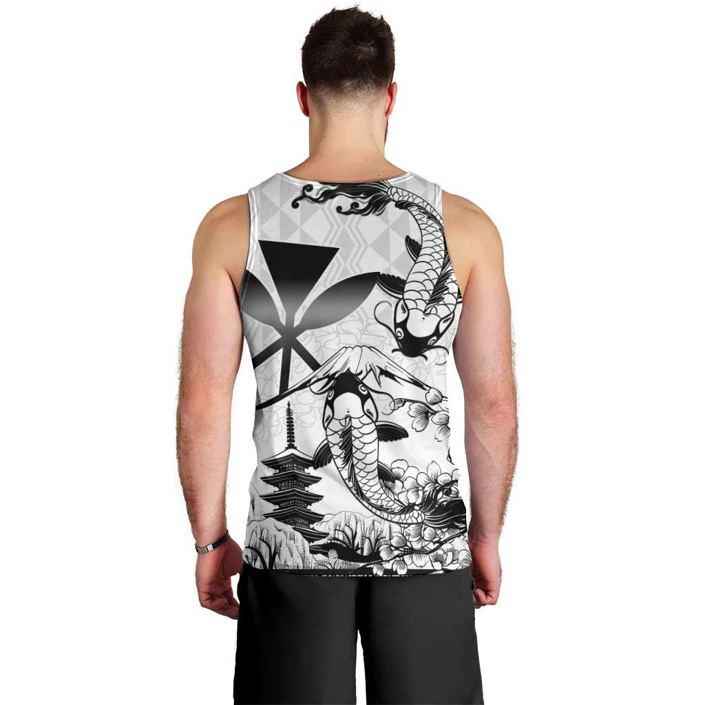 Japan And Hawaii Men Tank Top Sakura Koi Fish Hawaiian Lei Kanaka LT14 - Polynesian Pride