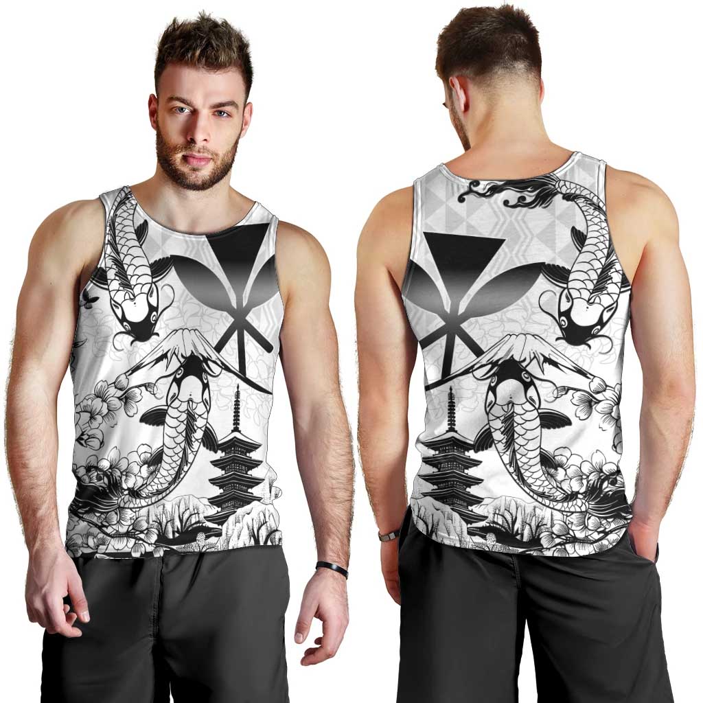 Japan And Hawaii Men Tank Top Sakura Koi Fish Hawaiian Lei Kanaka LT14 - Polynesian Pride
