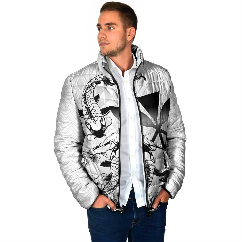 Japan And Hawaii Padded Jacket Sakura Koi Fish Hawaiian Lei Kanaka LT14 - Polynesian Pride