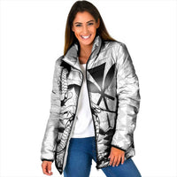 Japan And Hawaii Padded Jacket Sakura Koi Fish Hawaiian Lei Kanaka LT14 Women White - Polynesian Pride