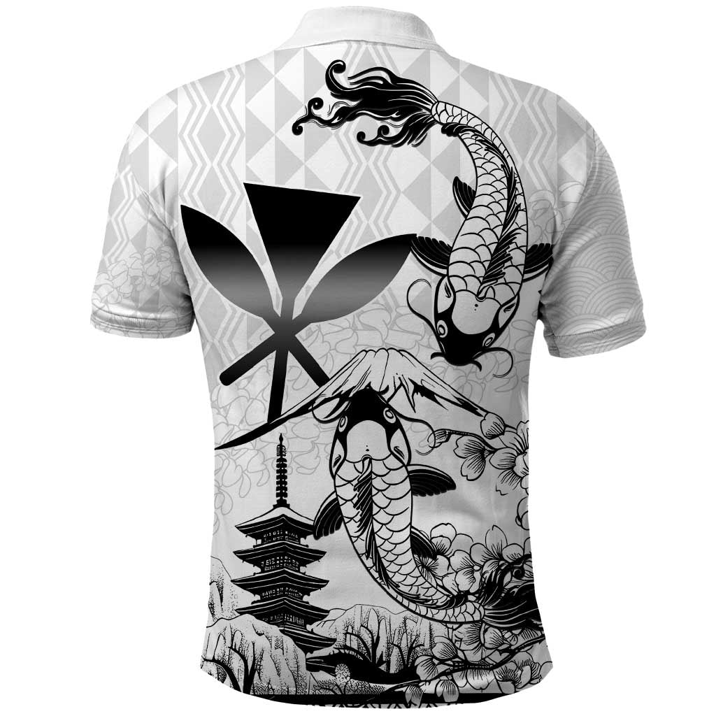 Japan And Hawaii Polo Shirt Sakura Koi Fish Hawaiian Lei Kanaka - Polynesian Pride