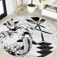 Japan And Hawaii Round Carpet Sakura Koi Fish Hawaiian Lei Kanaka - Polynesian Pride