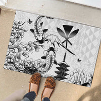 Japan And Hawaii Rubber Doormat Sakura Koi Fish Hawaiian Lei Kanaka LT14 - Polynesian Pride