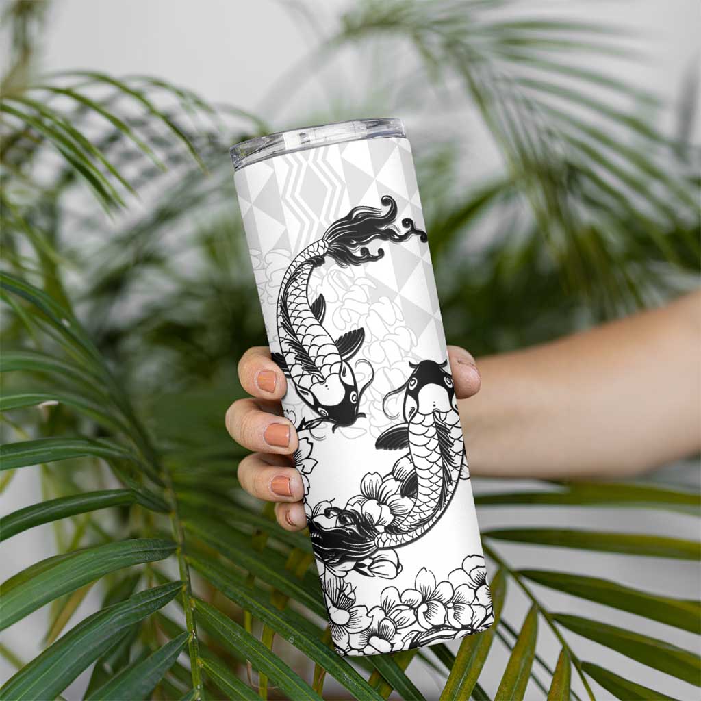 Japan And Hawaii Skinny Tumbler Sakura Koi Fish Hawaiian Lei Kanaka - Polynesian Pride