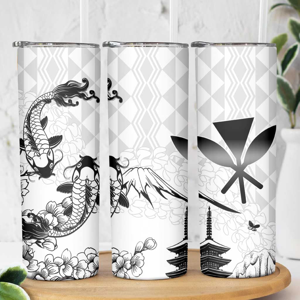 Japan And Hawaii Skinny Tumbler Sakura Koi Fish Hawaiian Lei Kanaka - Polynesian Pride
