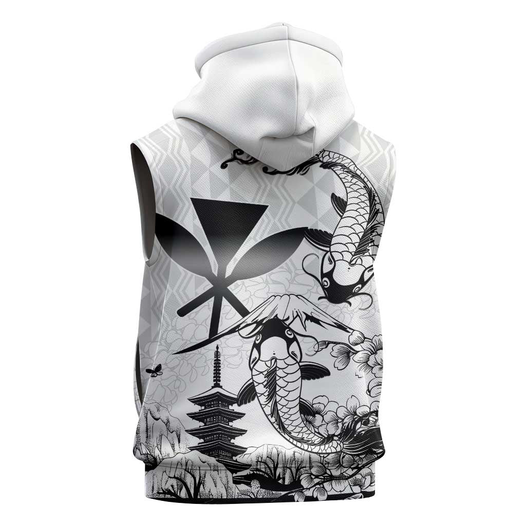 Japan And Hawaii Sleeveless Hoodie Sakura Koi Fish Hawaiian Lei Kanaka LT14 - Polynesian Pride